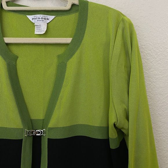 Misook Cardigan Womens Large Petite Knit Green - Picture 3 of 7